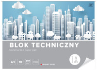 Blok techniczny A3, biały. 170g, 10 kartek, Interdruk